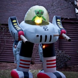 Giant 8' Inflatable Green Alien in Robot Walker Halloween Decoration