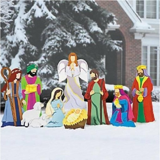 9pc Set Large Deluxe Expanded Metal Nativity Scene Christmas Yard Decor 17