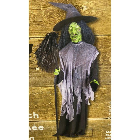 Gemmy Evil Witch with Broom Indoor Animated Halloween Prop 6.3' Tall