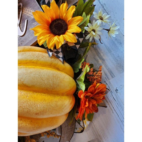 Sunflower Wreath, Fall Wreath, Pumpkin Wreath, Fall Decor, Thanksgiving Wreath