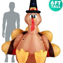 Turkey with Pilgrim Hat Inflatable 6ft Thanksgiving Turkey with Pilgrim Hat Inf