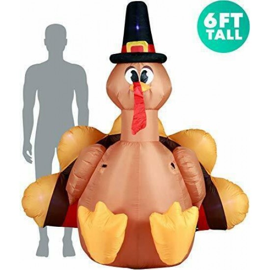 Turkey with Pilgrim Hat Inflatable 6ft Thanksgiving Turkey with Pilgrim Hat Inf