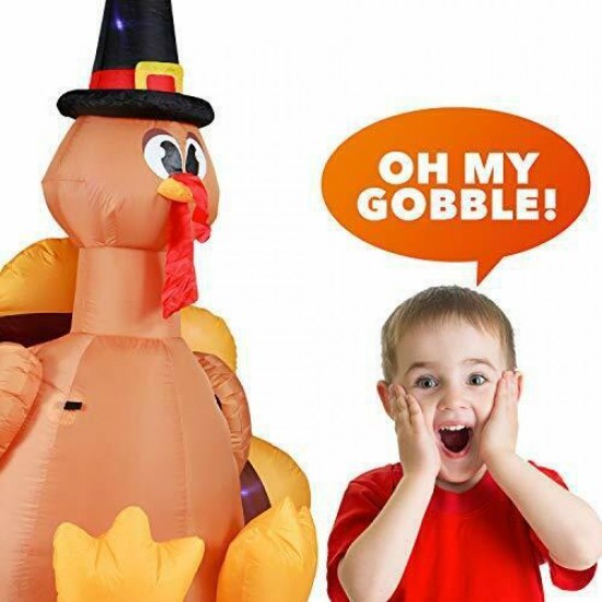 Turkey with Pilgrim Hat Inflatable 6ft Thanksgiving Turkey with Pilgrim Hat Inf