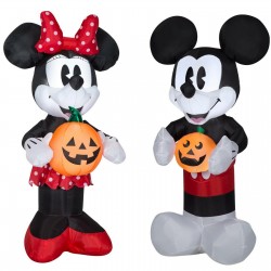 Halloween Disney 5ft Mickey & Minnie Mouse w Pumpkin Airblown Inflatable Gemmy