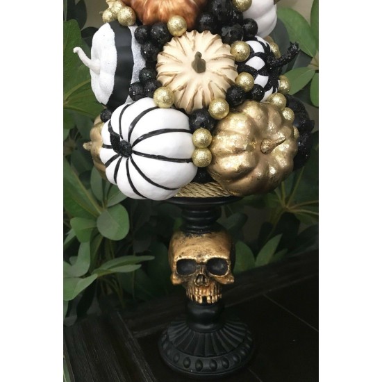 FANCY HALLOWEEN PUMPKINS TREE SCARY SKELETON  SKULL CENTERPIECE TABLE DECOR