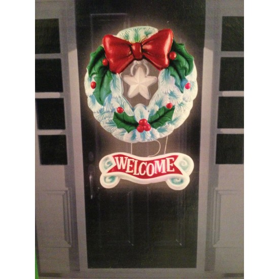 Vintage Lighted Christmas Wreath Silica Wall Door Hanging LED Color Changing