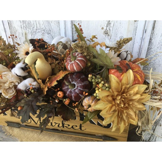 Farmers Market Fall Floral Arrangement, Autumn Pumpkin, Thanksgiving Decor