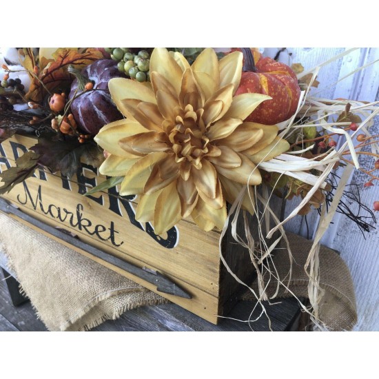 Farmers Market Fall Floral Arrangement, Autumn Pumpkin, Thanksgiving Decor