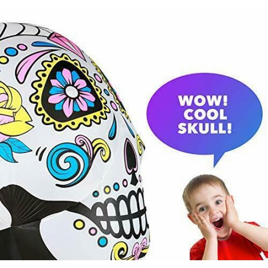 6Ft Halloween Inflatable Sugar Skull Yard Decoration Super Bright Internal Light