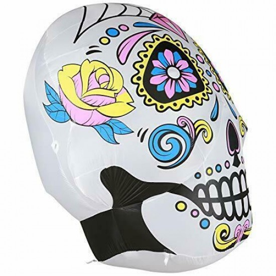 6Ft Halloween Inflatable Sugar Skull Yard Decoration Super Bright Internal Light