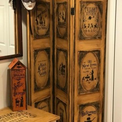 Primitive Vintage Reproduction Halloween Room Divider/ Screen Witch HP OOAK