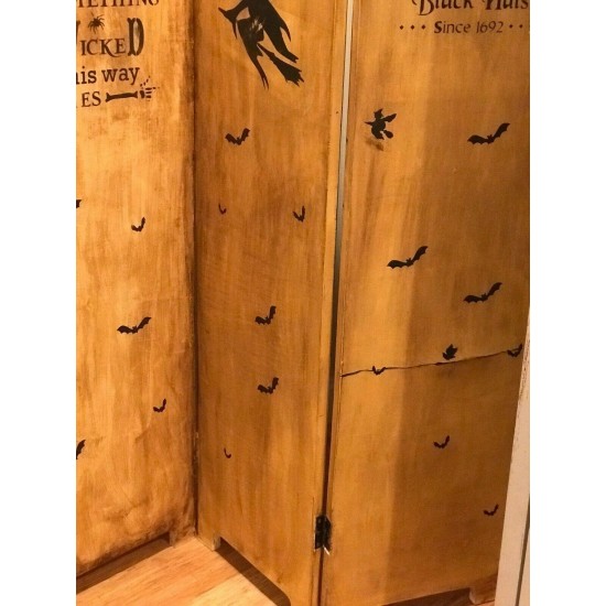 Primitive Vintage Reproduction Halloween Room Divider/ Screen Witch HP OOAK