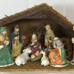 St Nicholas Square Village ~ Nativity Scene 10 Pc Set Porcelain