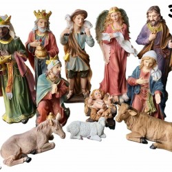 Nativity Set Jesus,Mary, Joseph, Shepherd,Guardian Angel,Three Kings & Animal