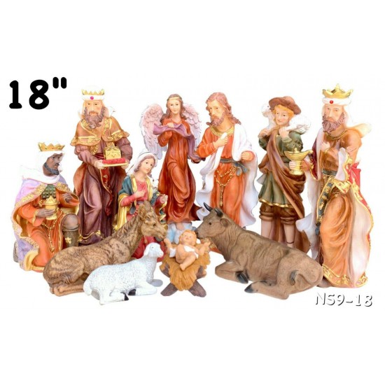 Nativity Set Jesus,Mary, Joseph, Shepherd,Guardian Angel,Three Kings & Animal