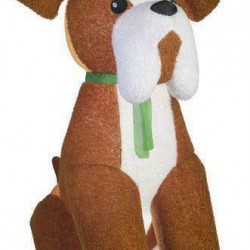 Gemmy 9' Airblown Inflatable Fuzzyplush Christmas Brown Dog with Santa Hat