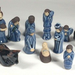 Vintage Duangkamol Nativity Celadon Blue 12 Pieces