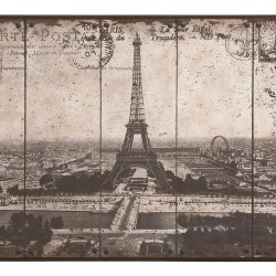 Old Fashioned Postcard Wall Art White Paris Cityscape Eiffel Tower Decor 56000