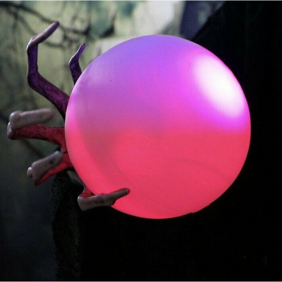 Animated Scary Witch Lighted Halloween Crystal Ball Light Figurine Outdoor Decor