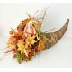 WICKER CORNUCOPIA FALL BASKET LARGE CENTERPIECE ARRANGEMENT THANKSGIVING TABLE