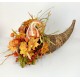 WICKER CORNUCOPIA FALL BASKET LARGE CENTERPIECE ARRANGEMENT THANKSGIVING TABLE