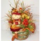 CENTERPIECE FALL BASKET SCARECROW FLOWER LARGE ARRANGEMENT AUTUMN THANKSGIVING