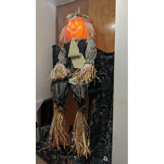 48” Fiber Optic Scarecrow Pumpkin JOL Autumn Fall Halloween Trendmasters 2002