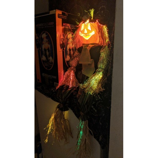 48” Fiber Optic Scarecrow Pumpkin JOL Autumn Fall Halloween Trendmasters 2002