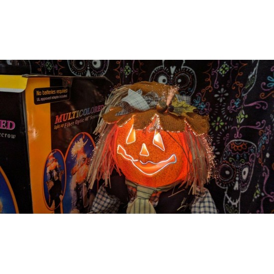 48” Fiber Optic Scarecrow Pumpkin JOL Autumn Fall Halloween Trendmasters 2002