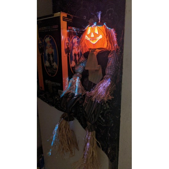 48” Fiber Optic Scarecrow Pumpkin JOL Autumn Fall Halloween Trendmasters 2002