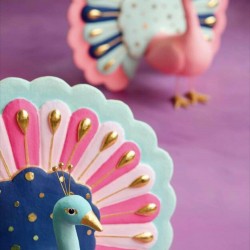 Glitterville Anthropologie Peacock Table Top Set Of Two Blue Pink