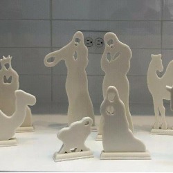 White Nativity Set  Modern Large Gorgeous Laser Cut 13 Figures Contemporary