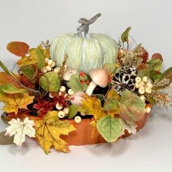 PUMPKIN LARGE CERAMIC CENTERPIECE FALL HARVEST THANKSGIVING TABLE DECORATION