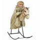 3' Tall Rocking Horse with Creepy Talking Doll Animatronic Halloween Decoration