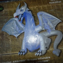 HALLOWEEN INFLATABLE  SILVER DRAGON 8.5 FEET ANIMATED