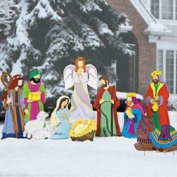 Large Deluxe Super Expanded Nativity Scene Metal Outdoor Christmas Decor 10-PC