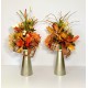 THANKSGIVING TABLE FLORAL CANDLESTICKS PAIR FALL AUTUMN HARVEST ARRANGEMENT NEW