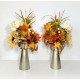 THANKSGIVING TABLE FLORAL CANDLESTICKS PAIR FALL AUTUMN HARVEST ARRANGEMENT NEW