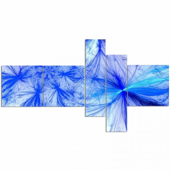 Designart 'Christmas Fireworks Blue' Abstract Print On  60 in. wide x 32 in. hig