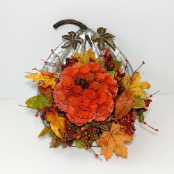 METAL PUMPKIN TRAY LARGE CENTERPIECE FALL HARVEST THANKSGIVING ARRANGEMENT NEW