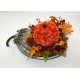 METAL PUMPKIN TRAY LARGE CENTERPIECE FALL HARVEST THANKSGIVING ARRANGEMENT NEW