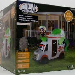 Gemmy Halloween 8 ft Animated Monster Ambulance Airblown Inflatable NIB