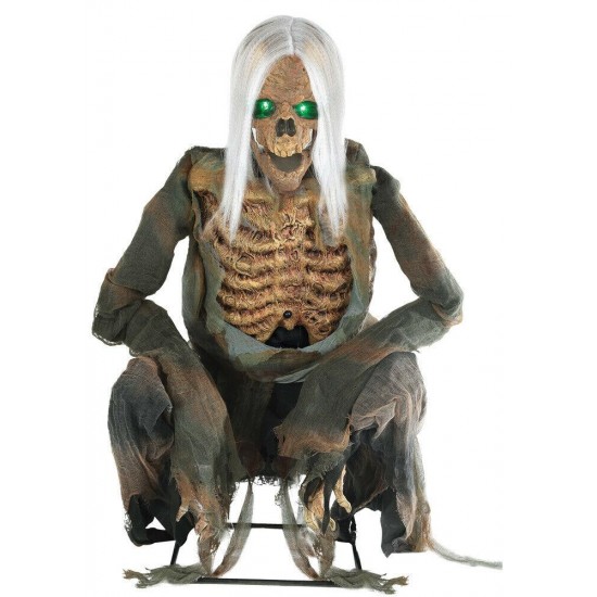 3Ft ANIMATED CROUCHING BONES Zombie Growl Lighted Halloween Prop