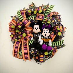 Mickey And Minnie Halloween Wreath, Mickey Wreath, Halloween Disney