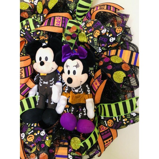 Mickey And Minnie Halloween Wreath, Mickey Wreath, Halloween Disney