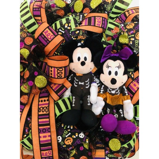 Mickey And Minnie Halloween Wreath, Mickey Wreath, Halloween Disney