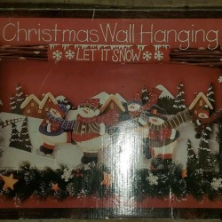 Large Christmas Wall Hanging Sign Decor Let It Snow Snowman Skiing Wood  Nice!