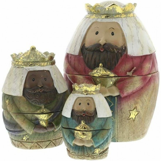 Holy Family Three Kings and Shepherd Christmas Nativity Nesting Dolls Set of 9