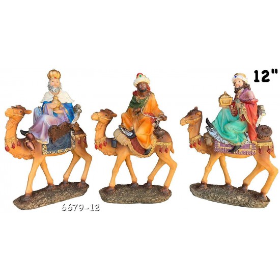 Three Wise Men Camel Christmas Nativity Statue Set, 12 Inch, 3 Piece Set