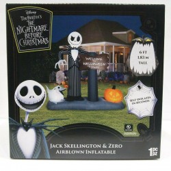 Nightmare Before Christmas Halloween Town Jack Skellington & Zero inflatable